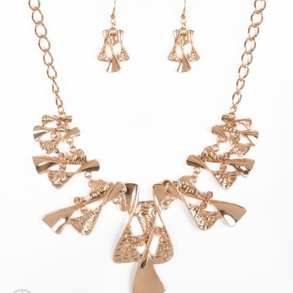 paparazzi Jewelry - The Sands of Time - Gold necklace and Earrings Set